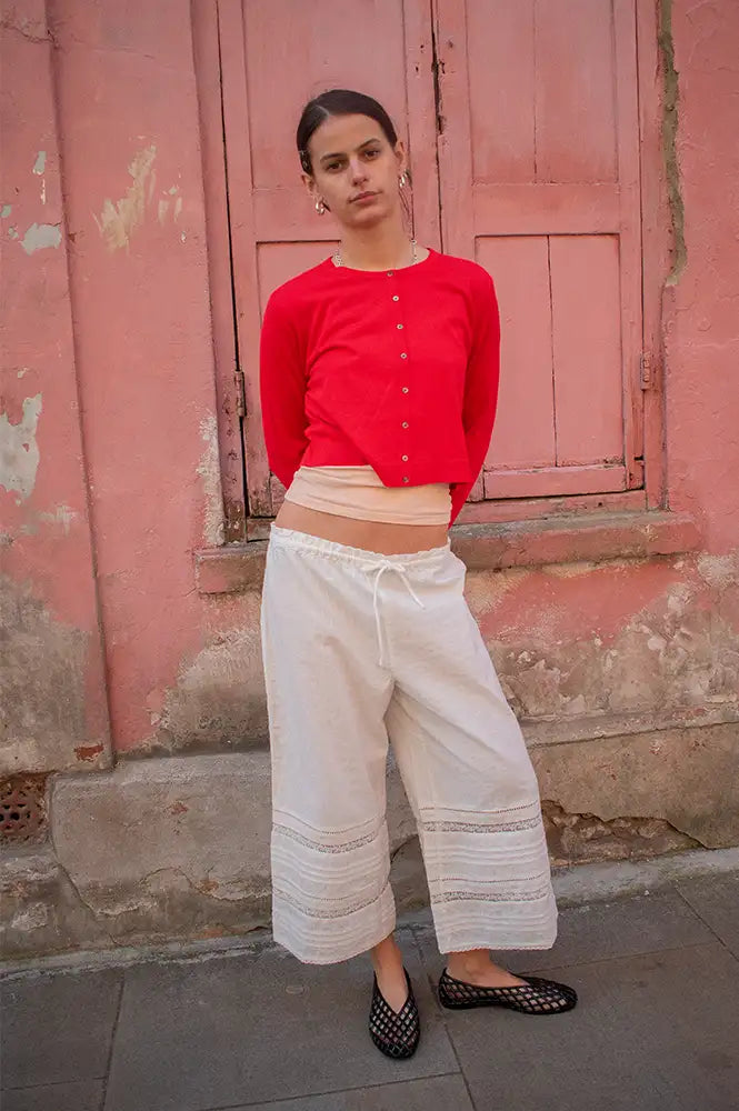 Emin + Paul Red Wool Cropped Cardigan - The Mercantile London