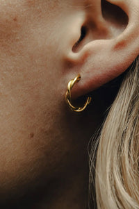 Nordic Muse Small Entwined Latch Hoop Earrings - The Mercantile London