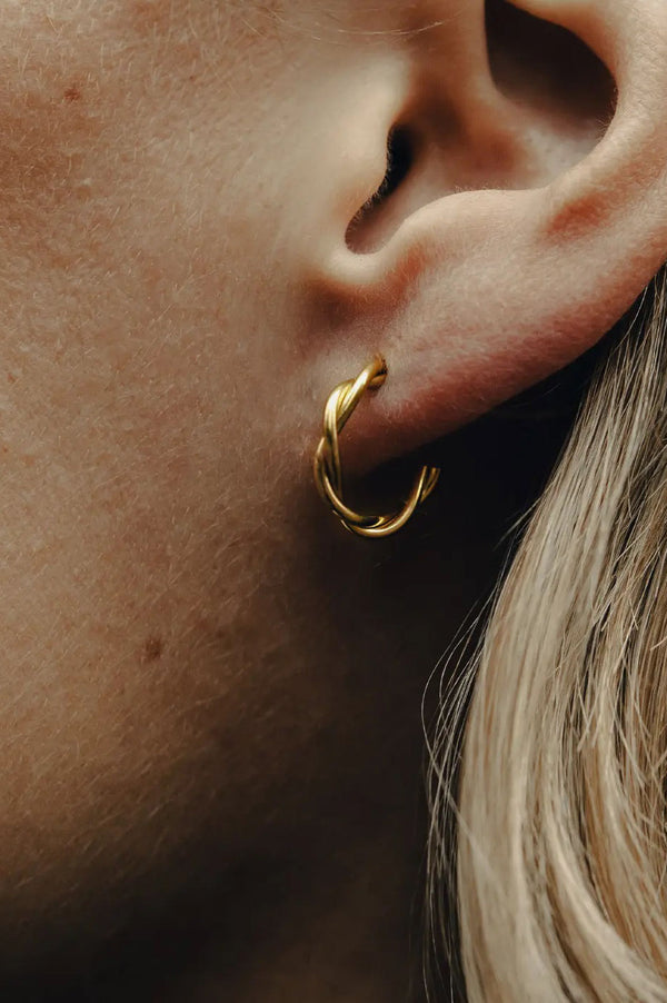 Nordic Muse Small Entwined Latch Hoop Earrings - The Mercantile London