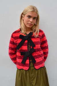 Echo of Pink Striped Velvet Jacket