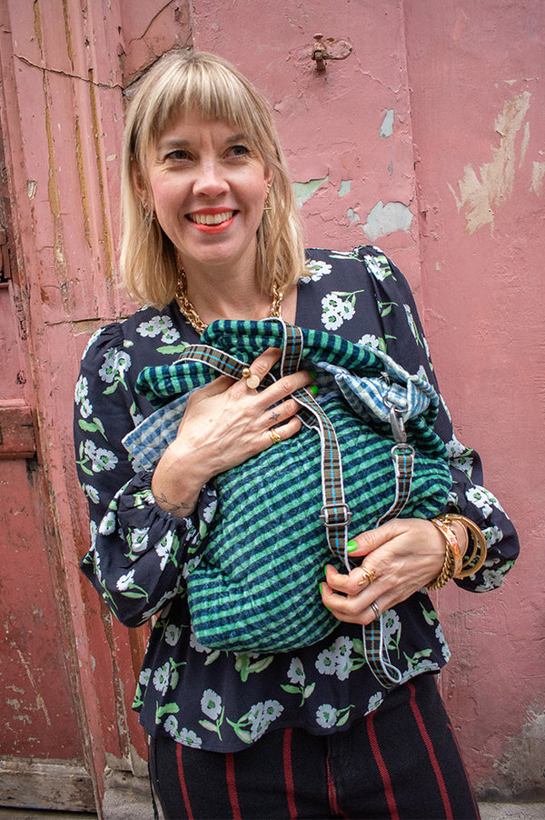 Épice Paris Small Checked Blue Tote Handbag