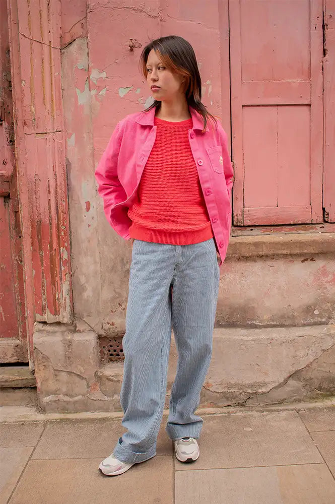 Numph Erina Medium Blue Striped Jeans - The Mercantile London