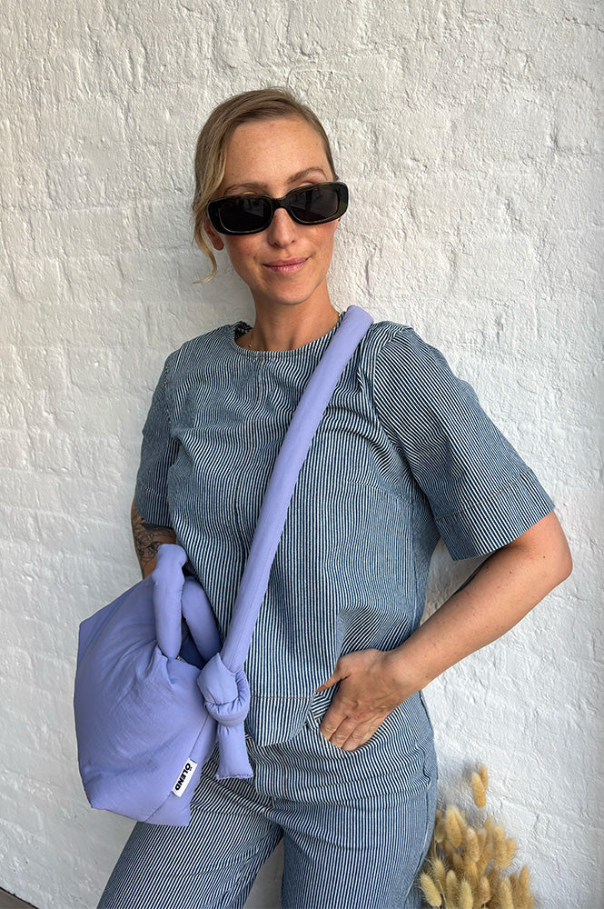 Numph Erina Blue Denim Stripe Top - The Mercantile London