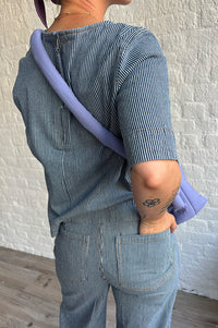 Numph Erina Blue Denim Stripe Top - The Mercantile London