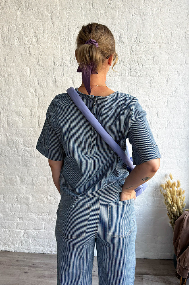 Numph Erina Blue Denim Stripe Top - The Mercantile London