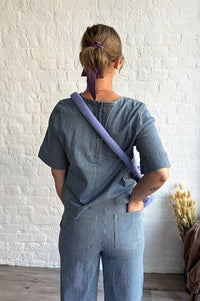 Numph Erina Blue Denim Stripe Top - The Mercantile London