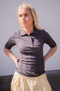 My Essential Wardrobe Dark Shadow Polo Top - The Mercantile London