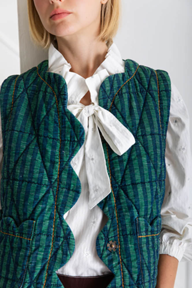 Bonté Estelle Fir & Midnight Stripe Gilet - The Mercantile London