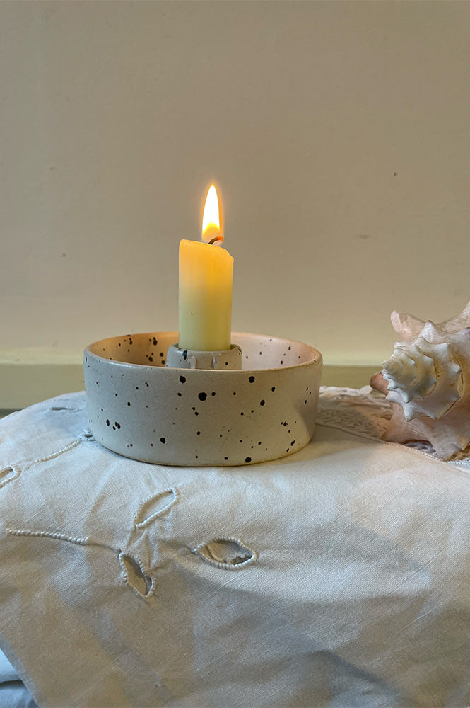 St. Eval Speckled Stone Candle Holder - The Mercantile London