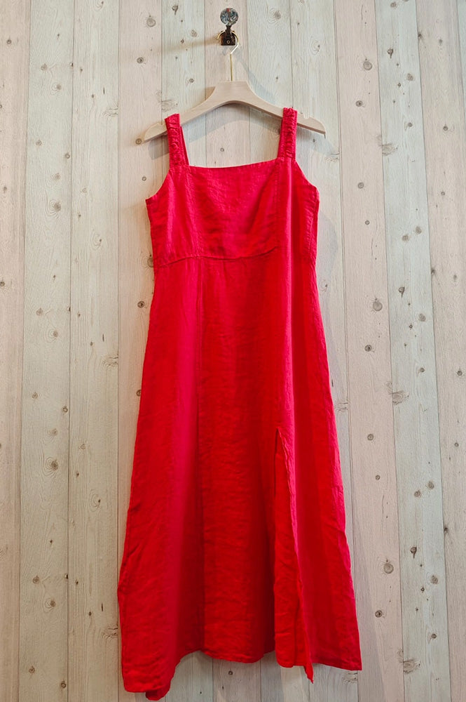 Linen & More Coral Straight Neck Dress
