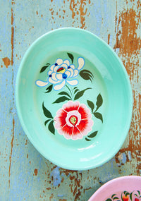 Namaste Hand Painted Turquoise Oval Trinket Dish