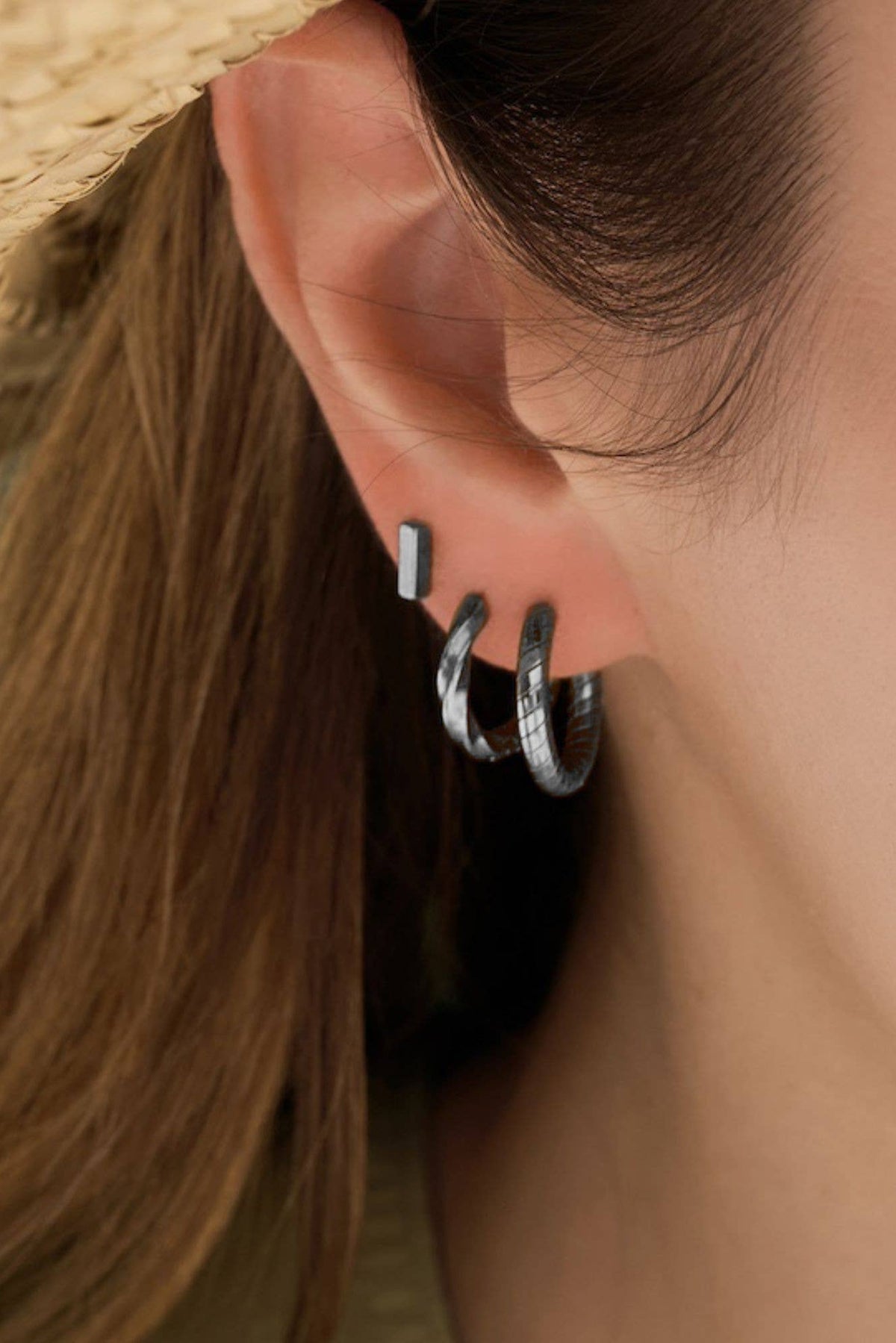 A Weathered Penny Bay Silver Hoop Earrings