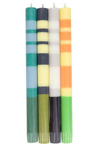 British Colour Standard Green & Yellow Striped Dinner Candles - The Mercantile London