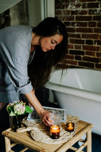 Old Green Small Solace Fire Glass Candle
