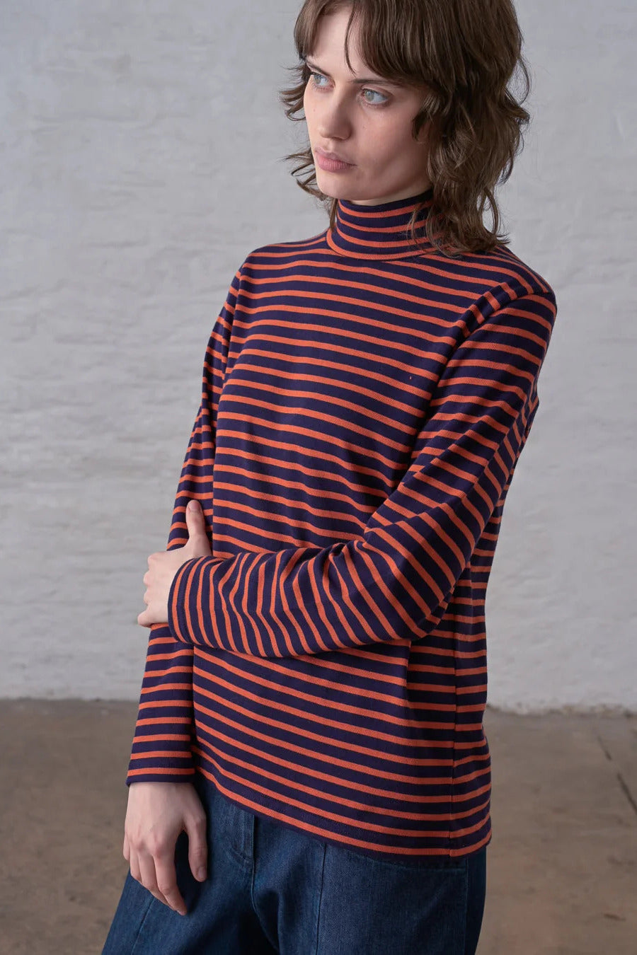 Bibico Jonie Striped Navy & Pumpkin Stripe Top