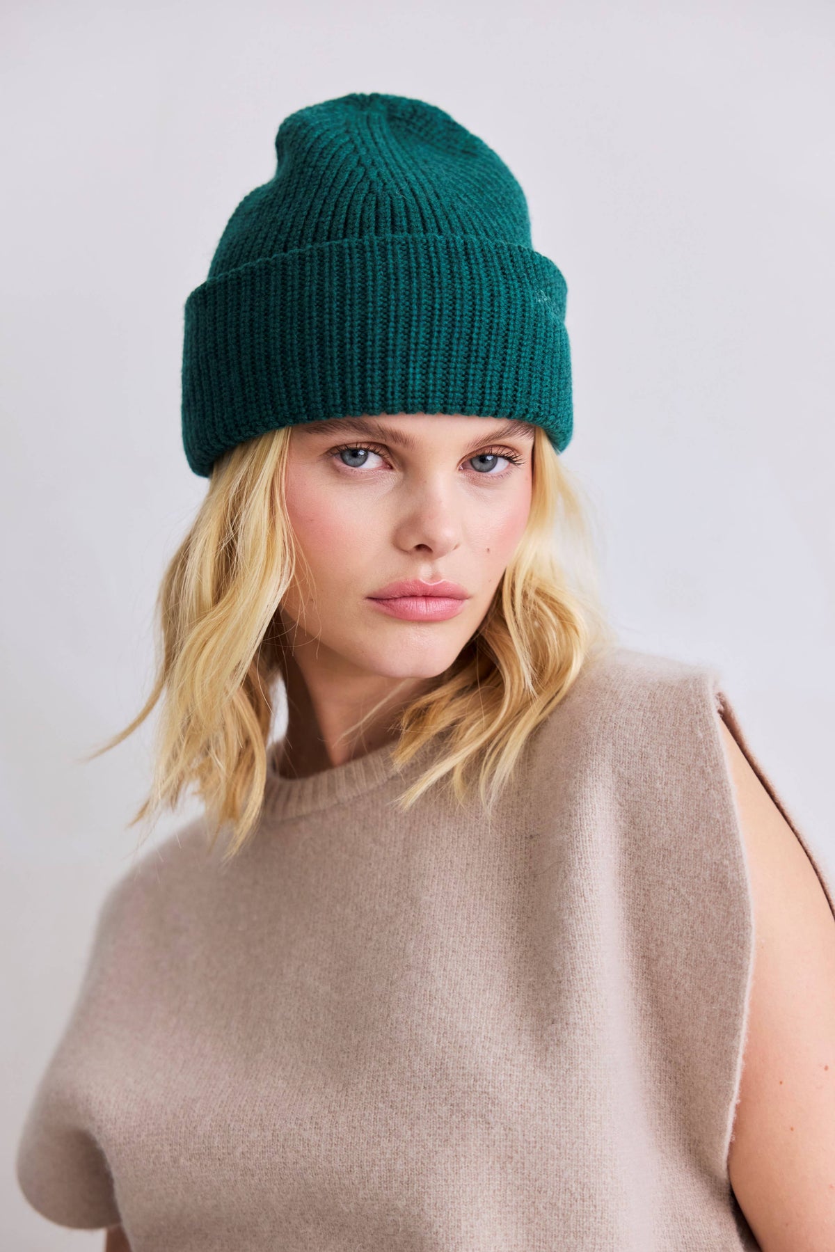 Arctic Fox Embroidered Alpine Fern Merino Beanie