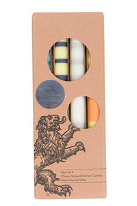 British Colour Standard Green & Yellow Striped Dinner Candles - The Mercantile London