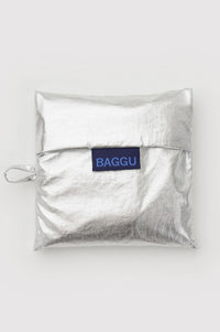 Baggu Standard Reusable Silver Metallic Bag - The Mercantile London