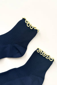 Le Bon Shoppe Petite Ruffled Navy Butter Socks - The Mercantile London