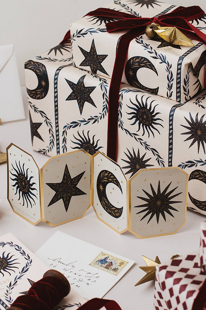 Katie Housley Moon & Stars Christmas Gift Wrap - The Mercantile London