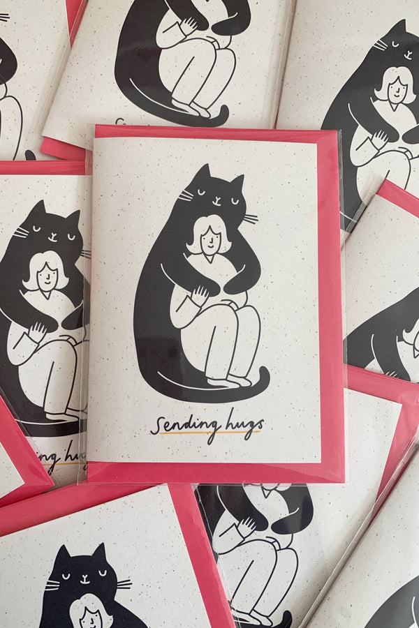 Kitty Kenda Giant Cat Sending Hugs Greeting Card