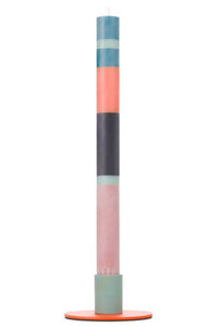 Colorful cylindrical object with gradient colors on a white background