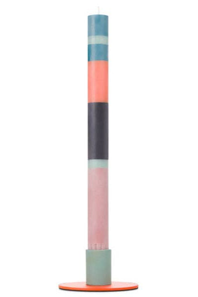 Colorful cylindrical object with gradient colors on a white background