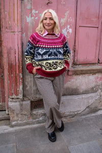 ICHI Cylle Zinfandel Pink & Charcoal Jumper