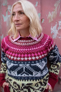 ICHI Cylle Zinfandel Pink & Charcoal Jumper