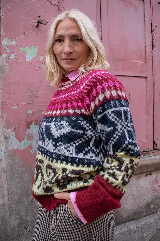 ICHI Cylle Zinfandel Pink & Charcoal Jumper