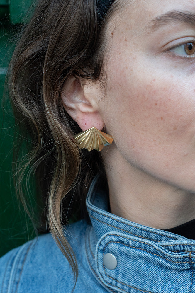 White Concertina Gold Earrings - The Mercantile London