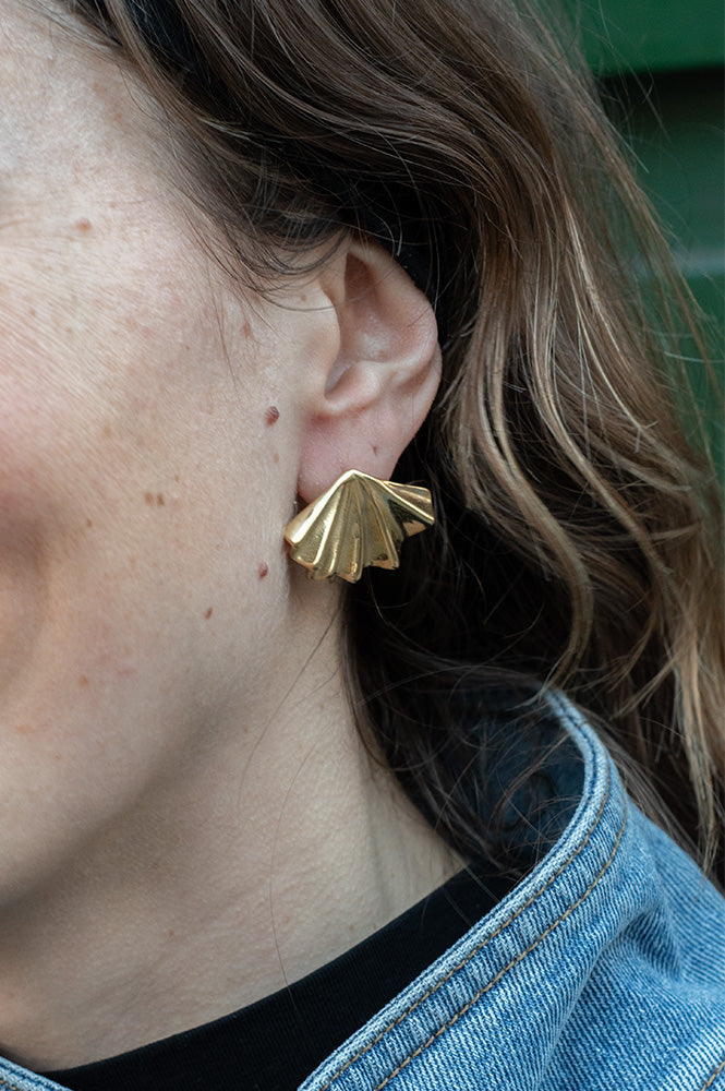 White Concertina Gold Earrings - The Mercantile London