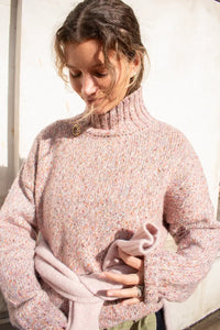 ICHI Fanny Red Toned Melange Roll Neck Jumper