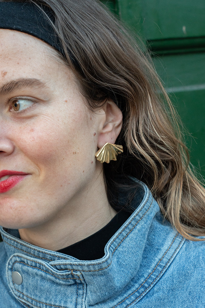 White Concertina Gold Earrings - The Mercantile London