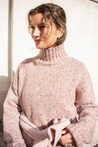 ICHI Fanny Red Toned Melange Roll Neck Jumper