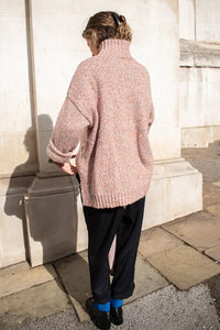ICHI Fanny Red Toned Melange Roll Neck Jumper