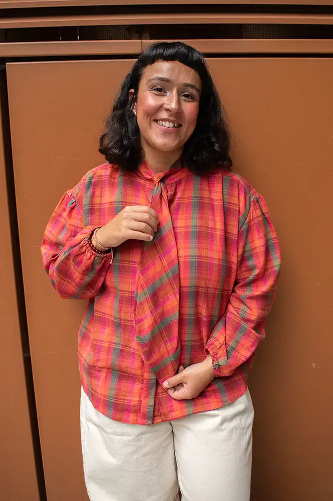 Compania Fantastica Pink Plaid Shirt