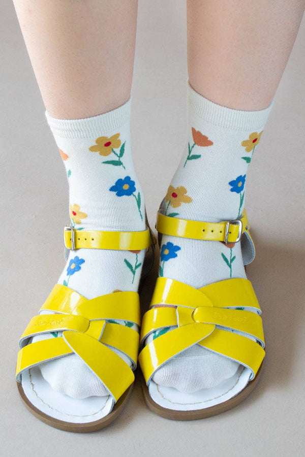 Favorite Flower Casual Socks: Cream - The Mercantile London