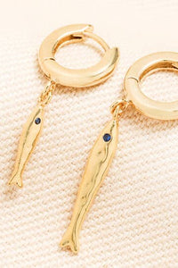 Hammered Fish Hoop Earrings in Gold - The Mercantile London