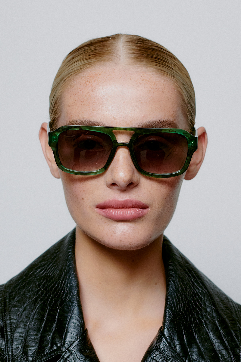 A. Kjærbede Kaya Green Marble Transparent Sunglasses - The Mercantile London