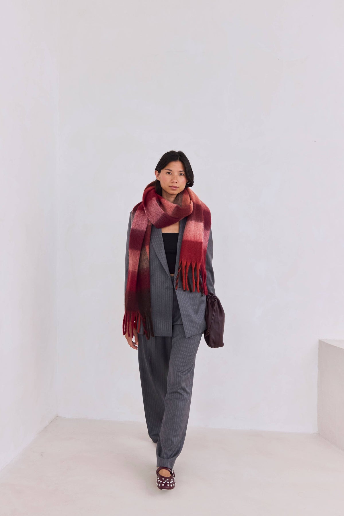 Arctic Fox Reykjavik Burgundy Check Scarf