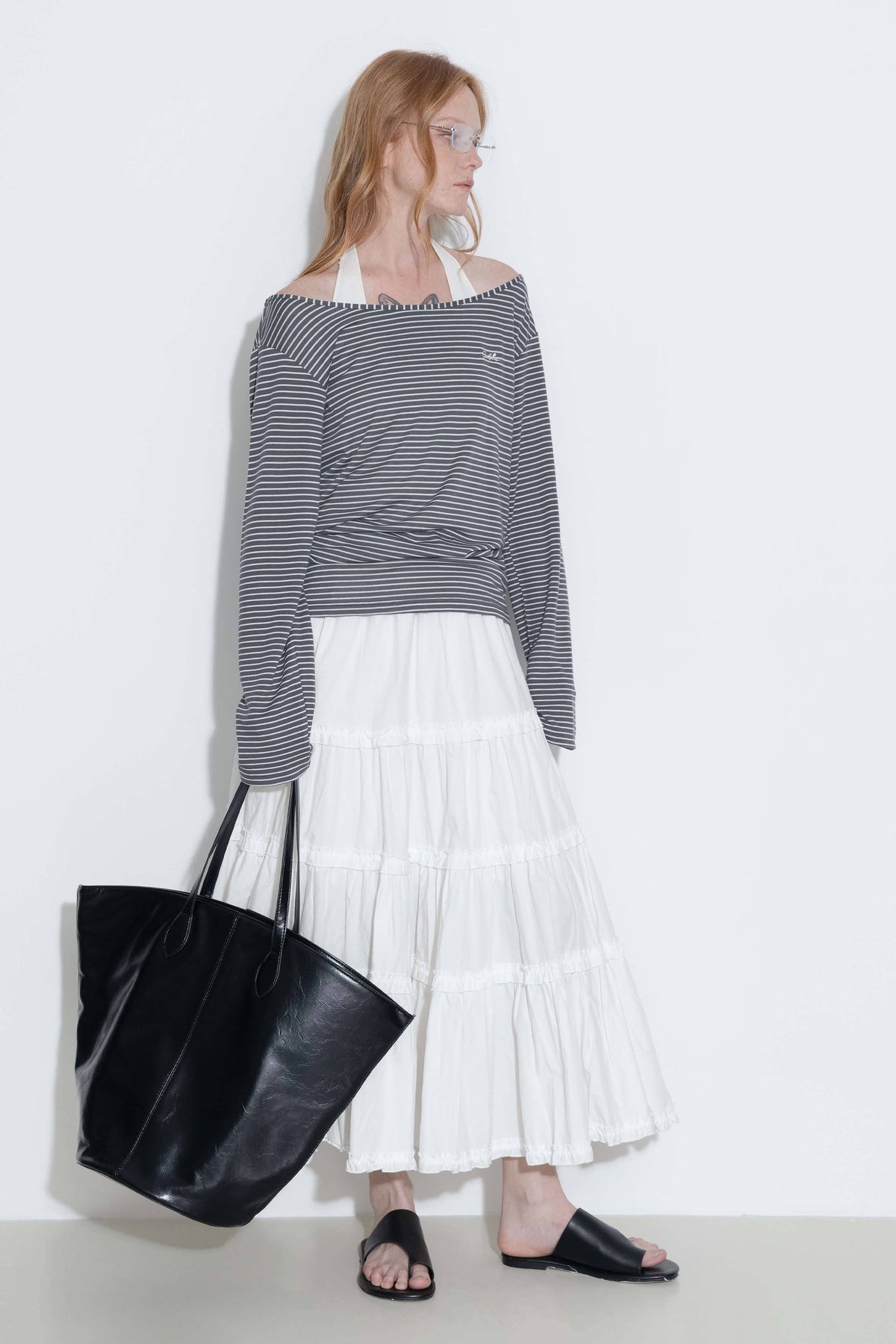 100% Cotton A-line Ruffled White Cake skirt: White / UN - The Mercantile London