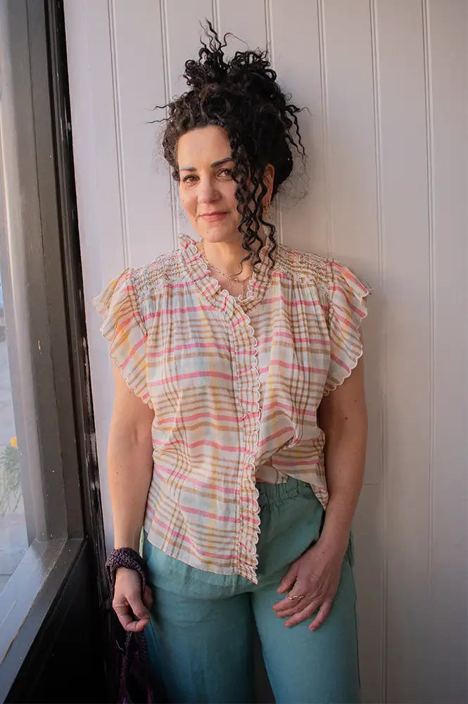 Feeka Judy Latte Check Blouse - The Mercantile London