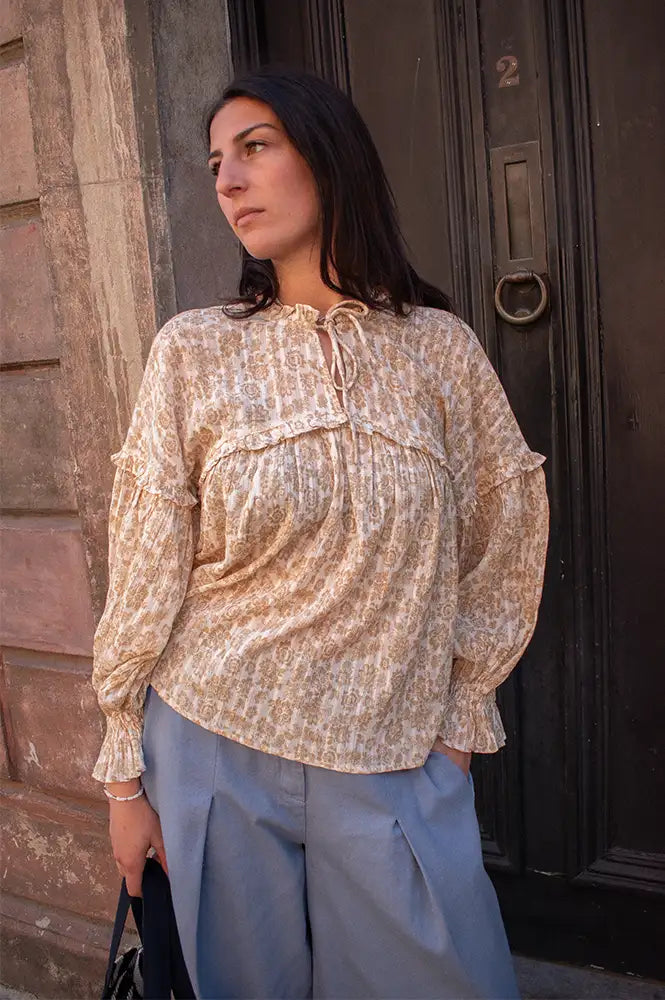 Feeka Maloe Ochre Floral Blouse - The Mercantile London