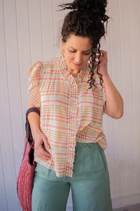 Feeka Judy Latte Check Blouse - The Mercantile London