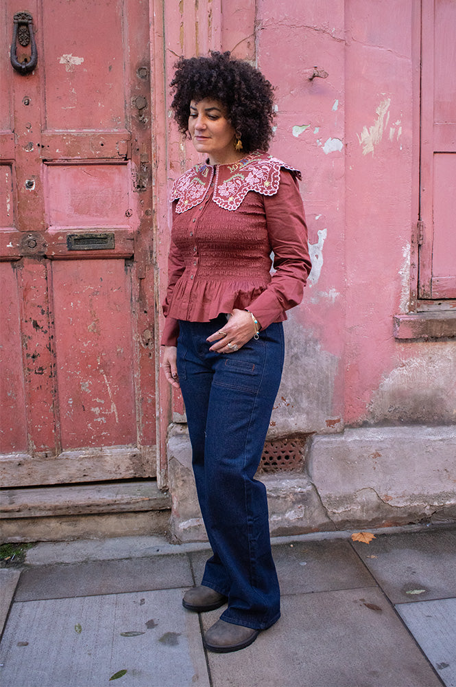 Damson Madder Fern Rust Embroidery Blouse