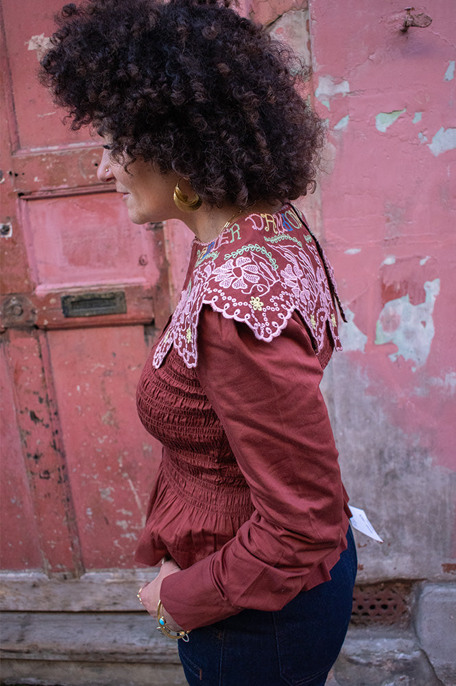 Damson Madder Fern Rust Embroidery Blouse