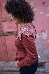 Damson Madder Fern Rust Embroidery Blouse
