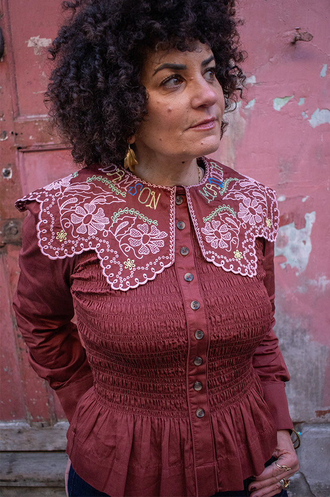 Damson Madder Fern Rust Embroidery Blouse