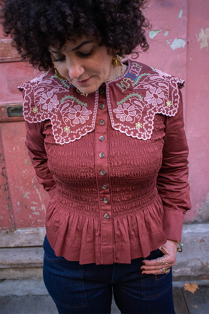 Damson Madder Fern Rust Embroidery Blouse